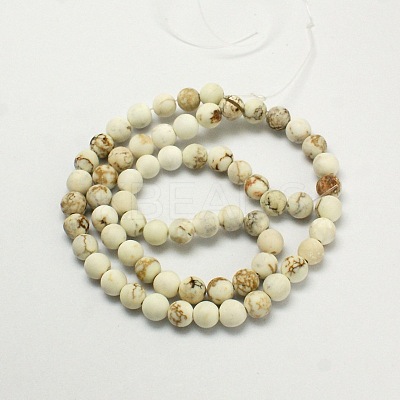Frosted Round Natural Magnesite Beads Strands G-I168-07-6mm-1