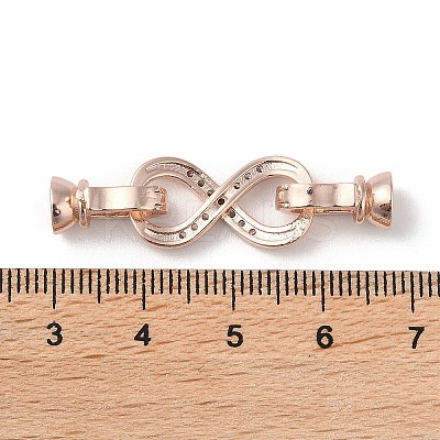 Rack Plating Brass Micro Pave Cubic Zirconia Fold Over Clasps KK-K377-12RG-1