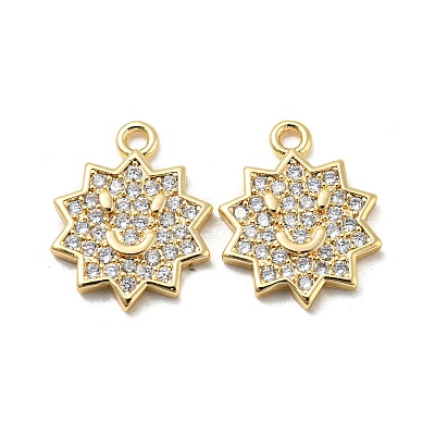 Brass Micro Pave Clear Cubic Zirconia Charms KK-H460-16G-1