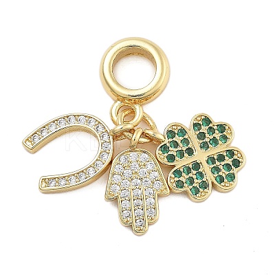 Brass Micro Pave Cubic Zirconia Pendants KK-Q006-63G-1