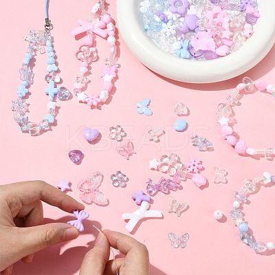 450Pcs 3 Colors Transparent & Opaque Acrylic Beads TACR-FS0001-68-1