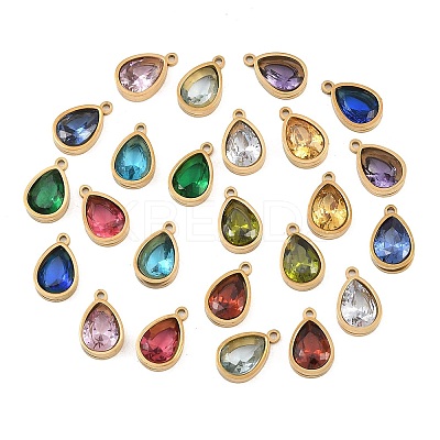 Plated 304 Stainless Steel & Glass Pendants GL-CBA5A59-01G-1