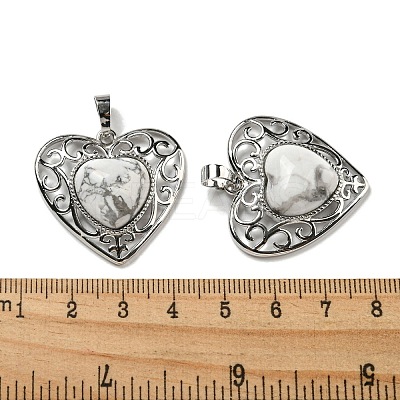 Natural & Synthetic  Mixed Gemstone Peach Love Heart Pendants G-G158-01-1