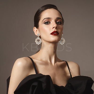 3 Pairs 3 Colors Rhinestone Twist Oval Dangle Stud Earrings EJEW-AN0001-04-1