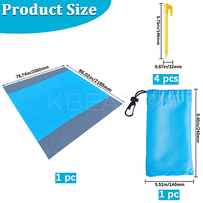 Square Waterproof Polyester Picnic Mat with 4 Stakes AJEW-WH20080-37A-1