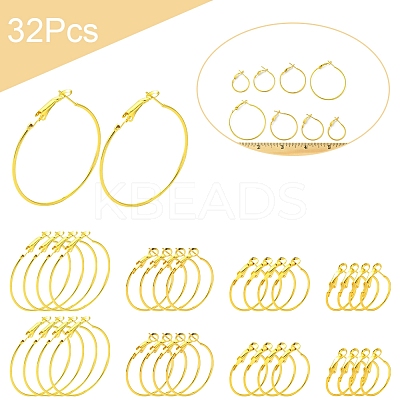 32Pcs 4 Styles Iron Huggie Hoop Earring Findings IFIN-FS0001-50-1