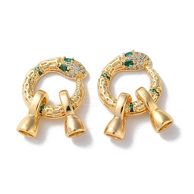 Brass Micro Pave Cubic Zirconia Fold Over Clasps KK-F867-45G-1