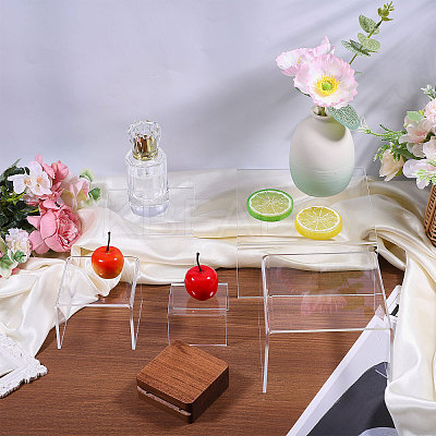 10Pcs 5 Styles Transparent Acrylic Display Riser Stands ODIS-GL0001-09-1