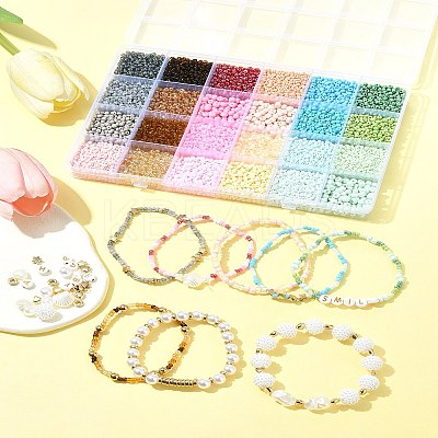 DIY Glass Seed & CCB Plastic & Imitation Pearl Beads Jewelry Making Findings Kits DIY-FS0008-15-1