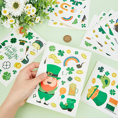 24 Sheets 8 Styles Saint Patrick's Day Paper Stickers DIY-WH0043-38-1
