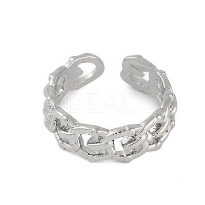 Hollow Rack Plating Brass Open Cuff Rings RJEW-D080-02P-1