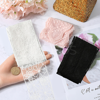 3Pcs 3 Style French Embroidery Lace Polyester Headband MRMJ-GF0001-38-1