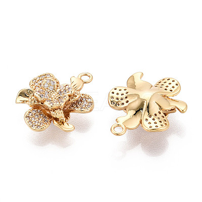 Brass Micro Pave Clear Cubic Zirconia Pendants KK-T077-30G-1