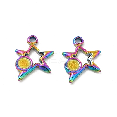 Ion Plating(IP) 304 Stainless Steel Pendants Cabochon Settings STAS-B032-21MC-1