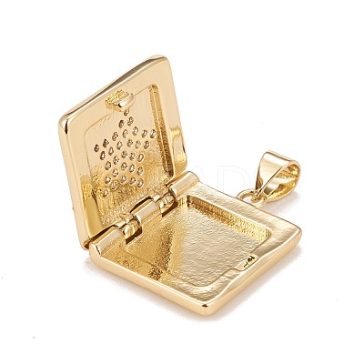 Brass Micro Pave Cubic Zirconia Locket Pendants KK-A161-36A-G-1