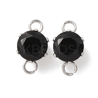 304 Stainless Steel Micro Pave Cubic Zirconia Connector Charms STAS-H240-50P-11-1