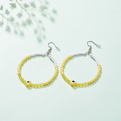 Resin Evil Eye & Acrylic Beaded Big Ring Dangle Earrings EJEW-JE04999-03-1