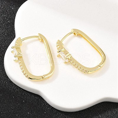 Rectangle Brass Micro Pave Clear Cubic Zirconia Hoop Earrings EJEW-D348-07G-1