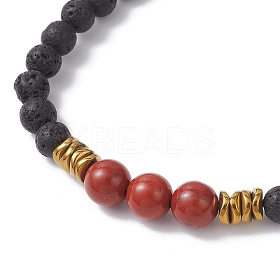 Natural & Synthetic Gemstone Round Beaded Stretch Bracelets for Men Women BJEW-JB12263-1
