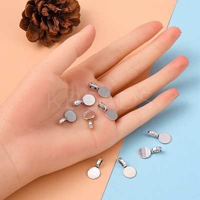 Tibetan Style Alloy Glue On Flat Pad Pendant Bails X-TIBEP-1124-AS-FF-1