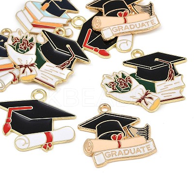 8Pcs 4 Styles Graduation Season Alloy Enamel Pendants ENAM-FP0003-10-1