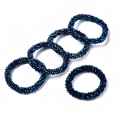 Faceted Electroplate Glass Beads Stretch Bracelets BJEW-S144-002G-04-1