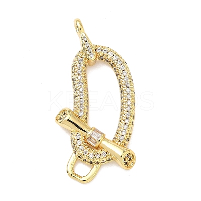 Brass Micro Pave Brass Micro Pave Clear Cubic Zirconia Irregular Oval with Bar Connector Charms KK-H539-06G-1