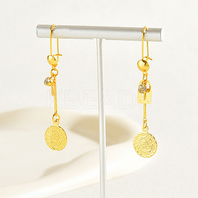 Fashionable Classic Flat Round Brass Tassel Hoop Earrings EH8796-1