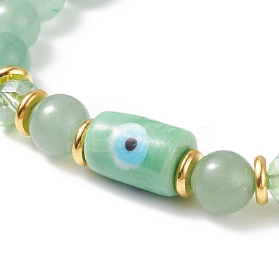 Gemstone Round Beaded Stretch Bracelet BJEW-JB08633-1