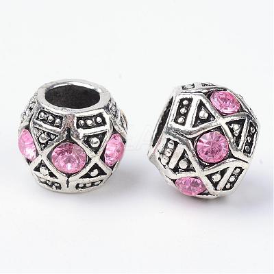 Alloy Rhinestone Rondelle Large Hole European Beads MPDL-R036-80F-1