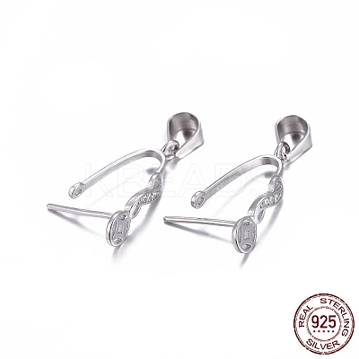 Anti-Tarnish Rhodium Plated 925 Sterling Silver Pendant Bails STER-L058-004P-1