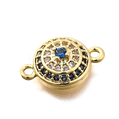 Brass Micro Pave Blue and Clear Cubic Zirconia Connector Charms KK-P336-13G-1