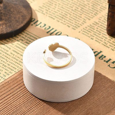 304 Stainless Steel Rhinestone Open Cuff Ring for Women LS-RJEW-F169-01G-06-1