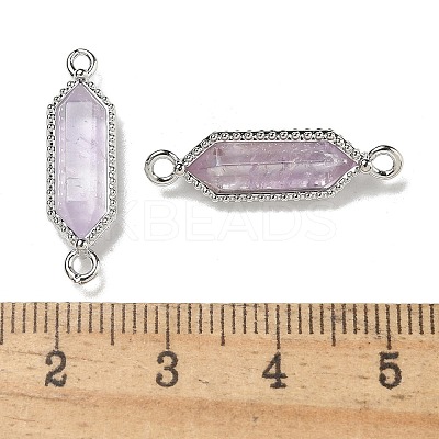 Natural Amethyst Faceted Double Terminal Pointed Hexagon Connector Charms G-G181-04P-02-1