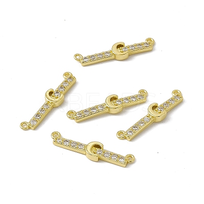 Rack Plating Brass Micro Pave Clear Cubic Zirconia Connector Charms KK-C007-37G-C-1