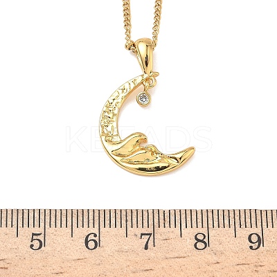 304 Stainless Steel Micro Pave Clear Cubic Zirconia Pendant Necklaces for Women NJEW-Z103-01G-01-1