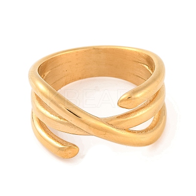 Ion Plating(IP) 304 Stainless Steel Criss Cross Finger Rings for Women RJEW-S414-71B-G-1