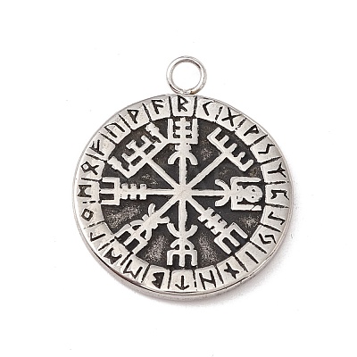 304 Stainless Steel Norse Valknut Rune Pendant STAS-E158-07AS-1