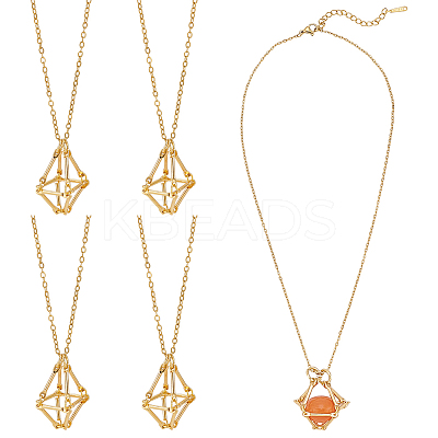 5Pcs 304 Stainless Steel Macrame Pouch Necklace Making for Gemstone Nuggets NJEW-UN00007-1