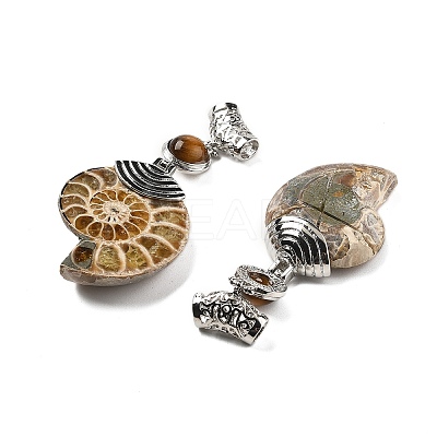 Natural Tiger Eye Fossil Snail Pendants G-F062-13-1