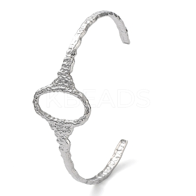 Non-Tarnish 304 Stainless Steel Hollow Oval Cuff Bangle for Women BJEW-D061-01P-1