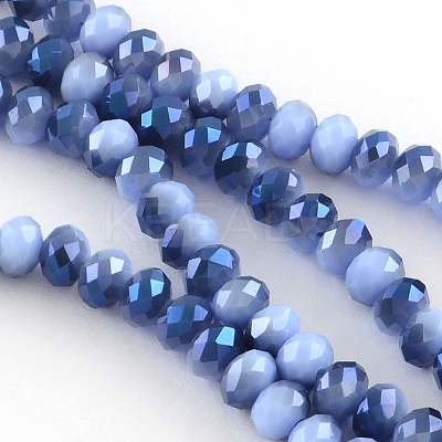 Electroplate Glass Faceted Rondelle Bead Strands X-EGLA-Q055-8mm-11-1