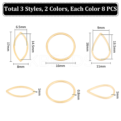 48Pcs 6 Styles Stainless Steel Linking Ring STAS-UN0056-48-1