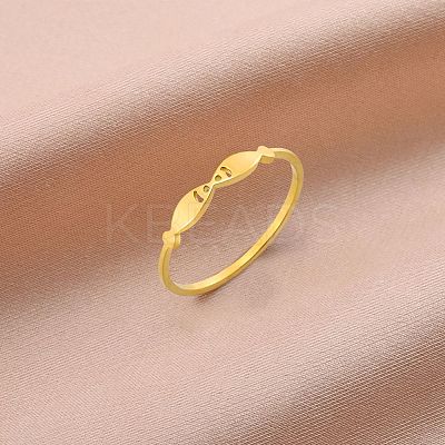Hollow Out Kissing Fish 304 Stainless Steel Finger Rings for Women RJEW-G353-03G-1