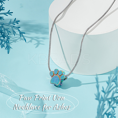 Paw Print Urn Ashes Necklace NJEW-WH0024-01RC-1