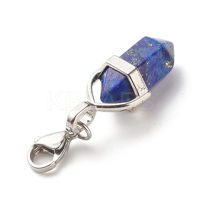 Natural Bullet-shaped Gemstone Pendant Decorations HJEW-JM00602-1