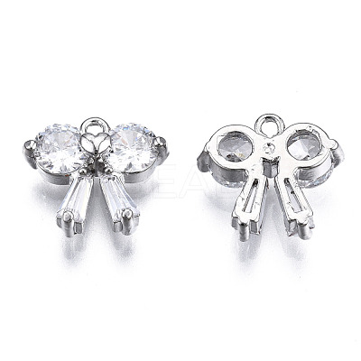 Brass Inlaid Clear Cubic Zirconia Charms ZIRC-S069-018P-1