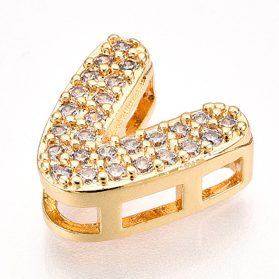 Brass Micro Pave Cubic Zirconia Charms KK-N254-217G-V-1