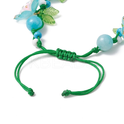 3Pcs Floral Acrylic Beads Braided Bead Bracelets for Women BJEW-MZ00184-1