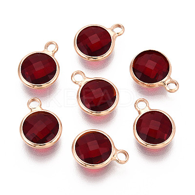 Golden Tone Brass Glass Charms X-GLAA-ZX008-24H-G-1